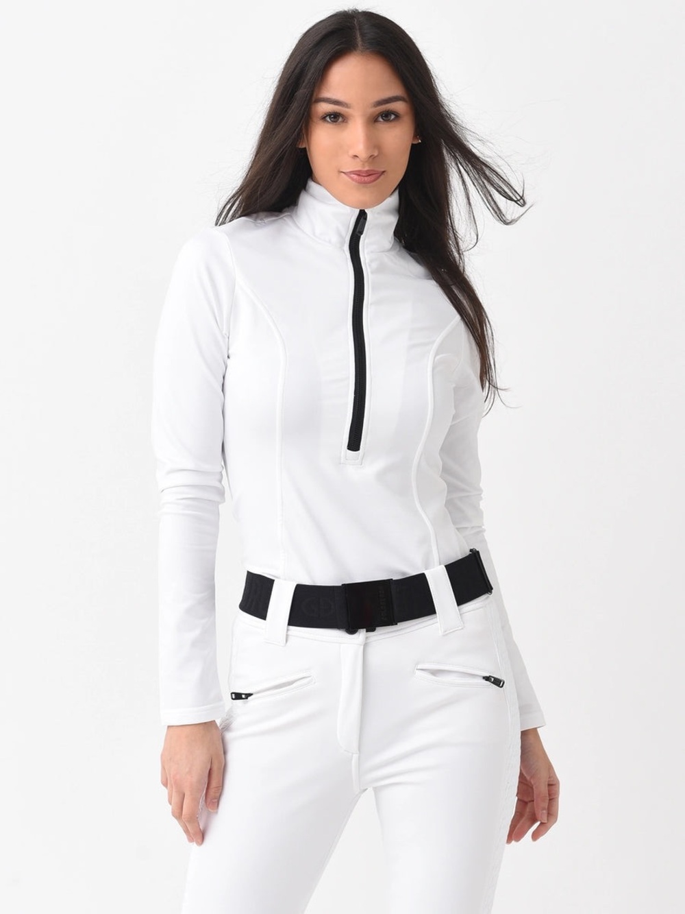 Goldbergh Serena Ski Pully White Black NWT Medium Base Layer Thermal Half Zip